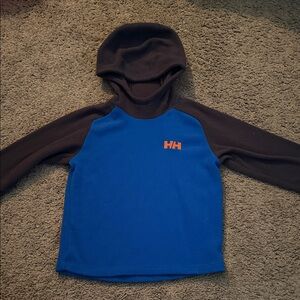 Helly Hansen Royal Blue & Black Kids Hooded Fleece with Orange Logo